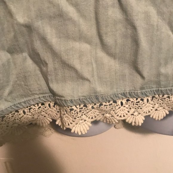 Maurices NWT Chambray Lace Halter Tank - Picture 2 of 6